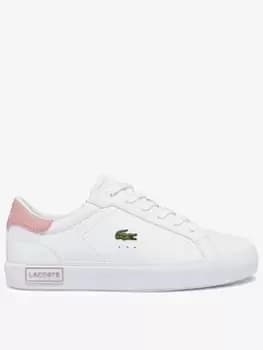 Image of Lacoste Childrens Carnaby Evo Synthetic Trainers Size 10 UK Kids White & Light Pink