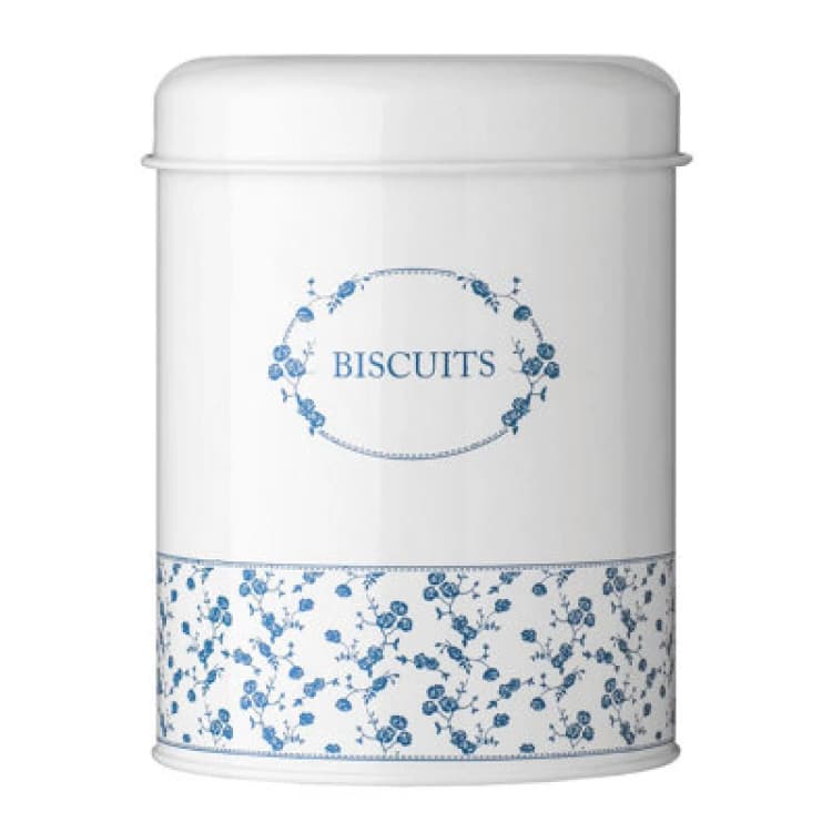 Image of Premier Housewares Maison by Premier Blue Rose Biscuit Canister White