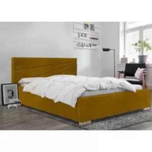 Image of Fenna Bed Double Plush Velvet Mustard