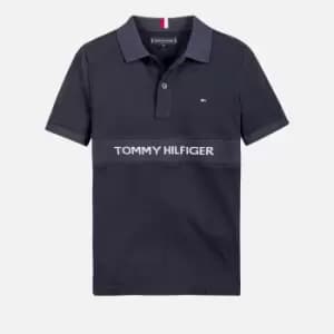 Image of Tommy Hilfiger Boys' Rib Insert Jacquard Polo Shirt - Desert Sky - 10 Years