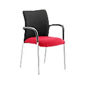 Image of Visitor Chair Academy Black Fabric Back With Bergamot Cherry Seat With Arms
