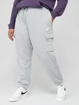 Image of Nike NSW Club Fleece Mid Rise Cargo Joggers (Curve) - Dark Grey Heather, Size 18-20=1X, Women