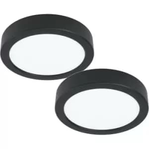 Image of 2 PACK Wall / Ceiling Light Black 160mm Round Surface Mounted 10.5W LED 3000K