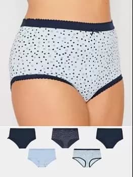 Image of Yours 5 Pack Mini Heart Full Briefs Navy, Blue, Size 14-16, Women