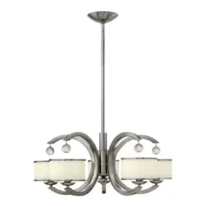 Image of Monaco 5 Light Multi Arm Chandelier Brushed Nickel Finish, E14