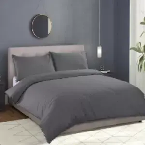 Image of Harwoods Sandringham Pom Pom Duvet Cover Set, Grey, King