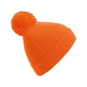 Image of Beechfield Engineered Knit Ribbed Pom Pom Beanie (One Size) (Orange)