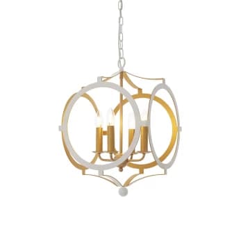 Image of Vicenza 4 Light Ceiling Pendant Matt White & Gold Paint