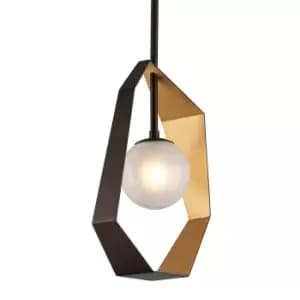 Image of Origami 1 Light Pendant Bronze With Gold Leaf, Glass