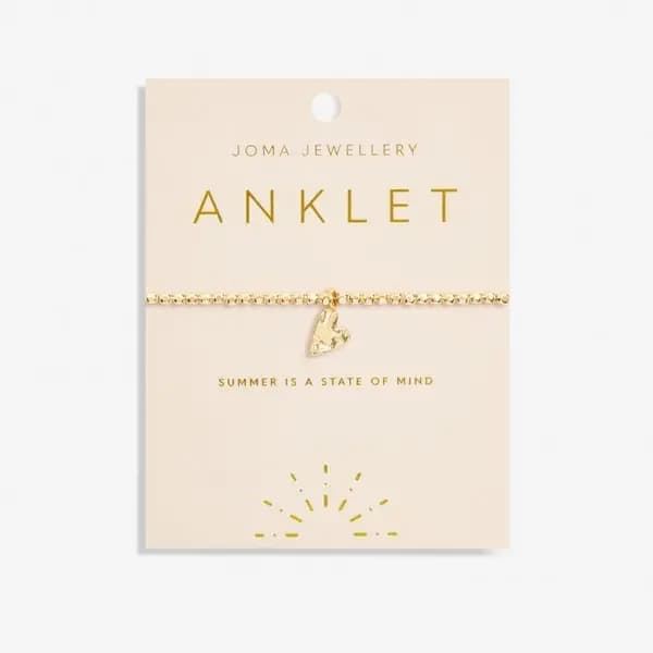 Image of Anklet Hammered Heart Gold Plated Anklet 23cm Stretch Anklet 6950