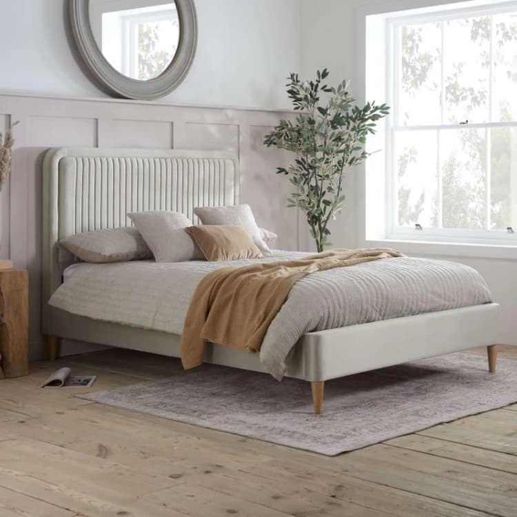 Image of Birlea Cromarty 5ft King Size Warm Stone Fabric Bed Frame
