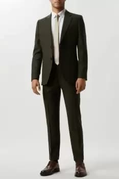 Image of Slim Fit Khaki Basketweave Tweed Suit Jacket