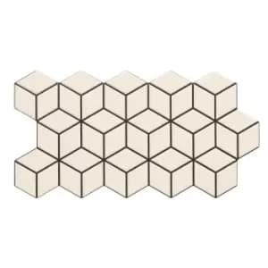Image of White 3D Effect Wall Tile 26.5 x 51cm - Rombo