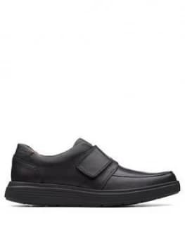 Image of Clarks Un Abode Strap Shoes - Black Leather, Size 10, Men