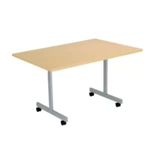 Image of One Eighty Tilting Table 1200 X 800 Silver Legs Nova Oak Rectangular Top
