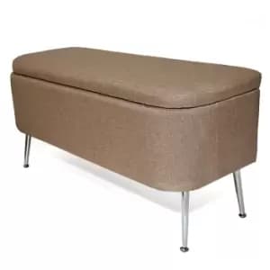 Image of FWStyle Modern Ottoman Storage Bench In Brown Fabric