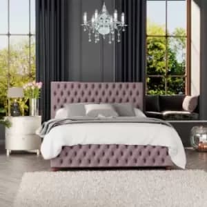 Image of Seren Ottoman Storage Bed, Plush Velvet, Blush Double - Laurence Llewelyn-bowen