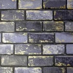 Image of Arthouse Metallic Brick Effect Wallpaper Navy/Gold