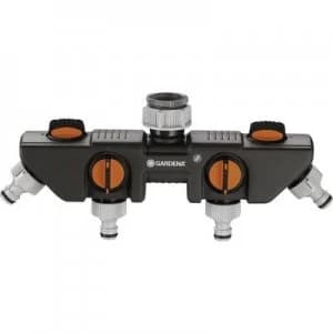 Image of GARDENA 8194-20 4-way splitter Hose connector, 26.44mm (3/4) OT, 33.25mm (1) OT with pressure regulator