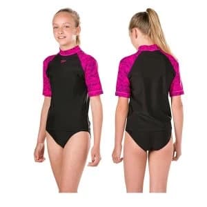 Image of Speedo Boom Rash Top Junior Black/Pink 30"