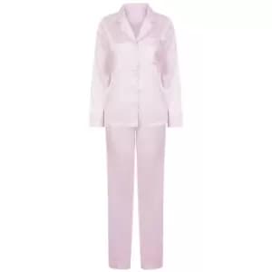 Image of Towel City Womens/Ladies Satin Long PJ Set (M/L) (Light Pink)