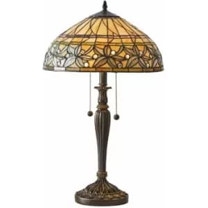 Image of Loops - Floral Tiffany Glass Table Lamp - Mottled Glass & Dark Bronze Finish - LED Lamp