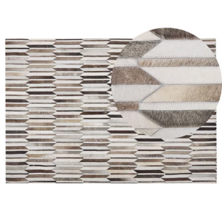 Image of Beliani Rug Kulalar Beige 140 X 200 Cm Leather