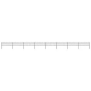 Image of Vidaxl Garden Fence With Hoop Top Steel 13.6X0.6 M Black