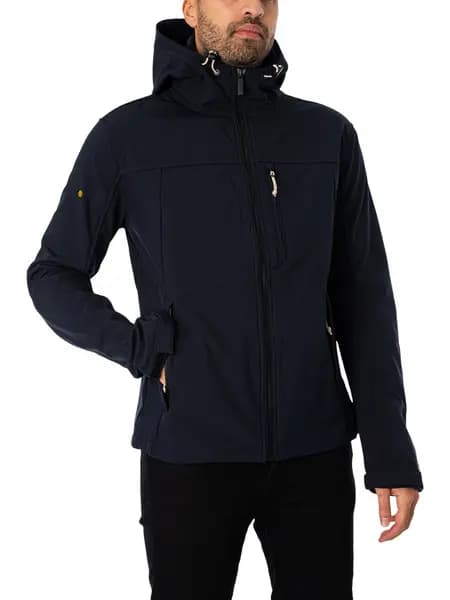 Image of Superdry Eclipse Navy Hooded Soft Shell Trekker Jacket Navy Male 2XL 204174UK