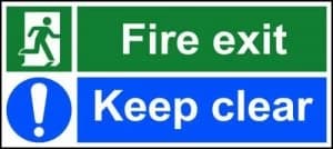 Image of Fire Exit Keep Clear Sign Rigid 1mm PVC Board