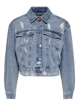 Image of ONLY Destroyed Denim Jacket Women Blue