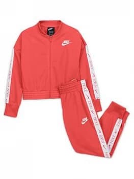Image of Nike Girls NSW Tracksuit Set Tricot - Pink/White, Size S, Women