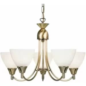 Image of Hanging Ceiling Pendant Light antique brass 5x Shade Lamp Bulb Holder Fitting