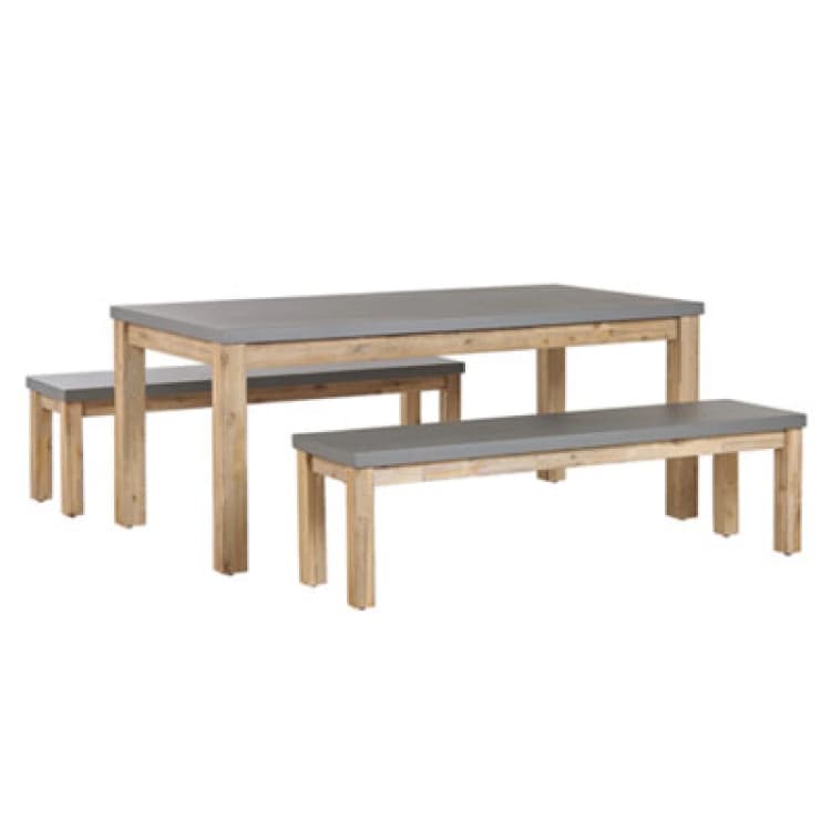 Image of Beliani Garden Dining Set With Benches 6 Seater Ostuni Concrete Grey