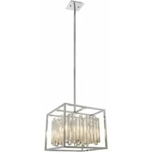 Image of Hanging Ceiling Pendant Light Chrome & Crystal Gorgeous Modern Square Box Shade