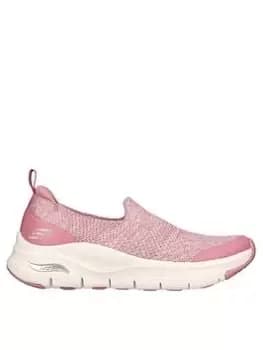 Image of Skechers Arch Fit Two Toned Engineered Knit Stretch Fit Slip-on Trainers - Mauve, Purple, Size 4, Women