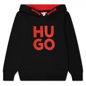 Image of HUGO Boys Large Logo Hoodie - Black