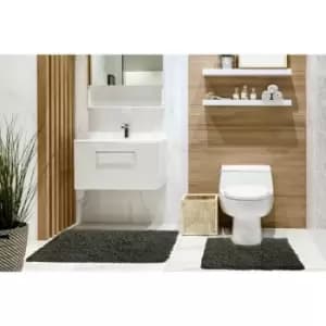 Image of Emma Barclay - Tumble Twist 100% Cotton Bath Mat & Pedestal Mat Set, Charcoal