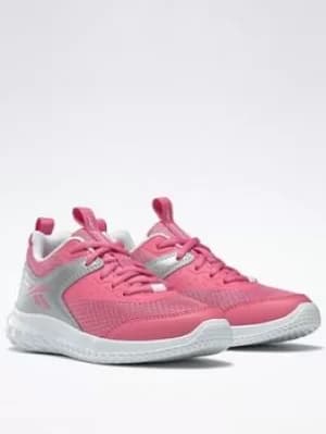 Image of Reebok Rush Runner 4 Shoes, Pink/Silver, Size 5.5 Older