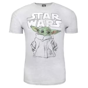 Image of Star Wars: The Mandalorian Unisex Adult The Child Sketch T-Shirt (XXL) (Heather Grey)