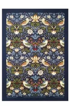 Image of William Morris Navy Strawberry Thief Cotton Tea Towel