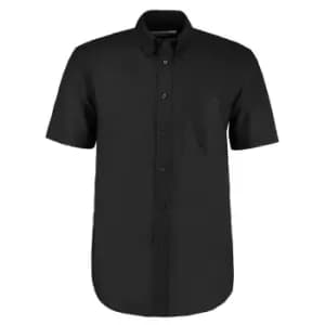 Image of Kustom Kit Mens Workwear Oxford Short Sleeve Shirt (18inch) (Black)