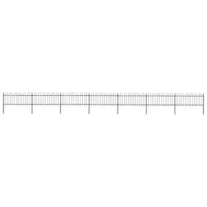 Image of Vidaxl Garden Fence With Hoop Top Steel 11.9X0.8 M Black