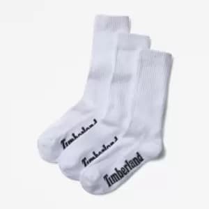 Image of Timberland Stratham 3-pack Crew Sport Socks For Men In White, Size L