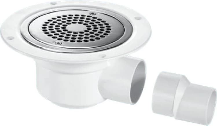 Image of McAlpine TSG50-ANTI/LIG 50mm Water Seal Trapped Gully, Clamp Ring and Cover Plate, 2" Horizontal Outlet and 2" x 1.5" Socket Reducer White
