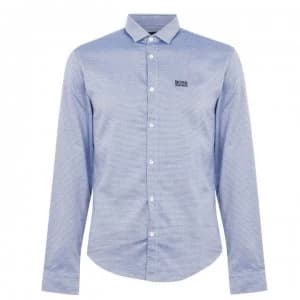 Image of Hugo Boss Long Sleeve Pattern Shirt Medium Blue Size L Men
