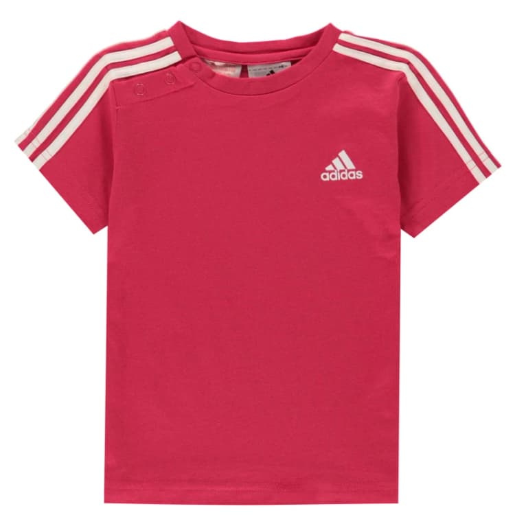 Image of adidas Stripe Essential T Shirt - Red Red 0-3 Months