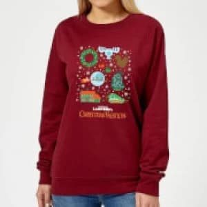 Image of National Lampoon Griswold Christmas Starter Pack Womens Christmas Sweatshirt - Burgundy - L