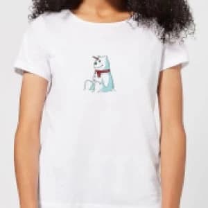Image of Unicorn Snowman Womens Christmas T-Shirt - White - 3XL