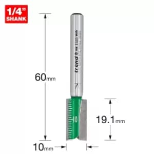 Image of Trend CRAFTPRO Two Flute Straight Router Cutter 10mm 19mm 1/4"